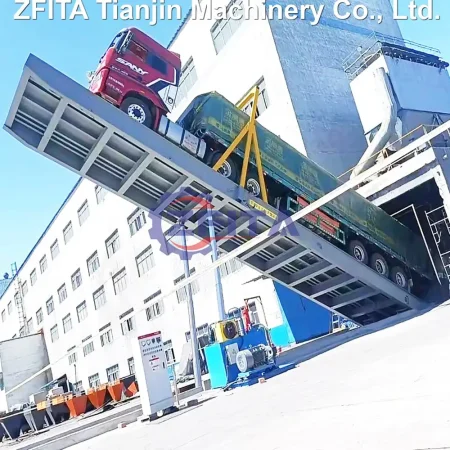ZFITA hydraulic truck dumping platform unloading soybean meal and DDGS