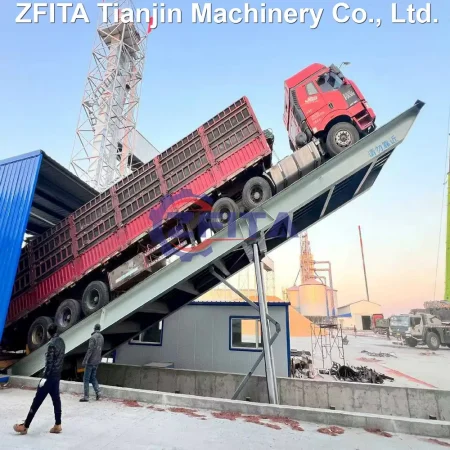 ZFITA hydraulic truck dumping platform unloading soybean meal and DDGS
