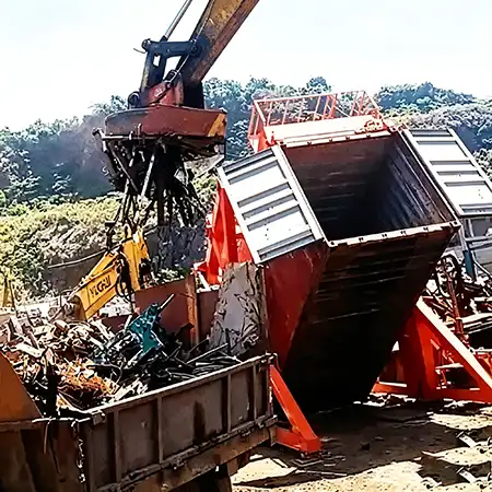 container tilter for scrap metal industry